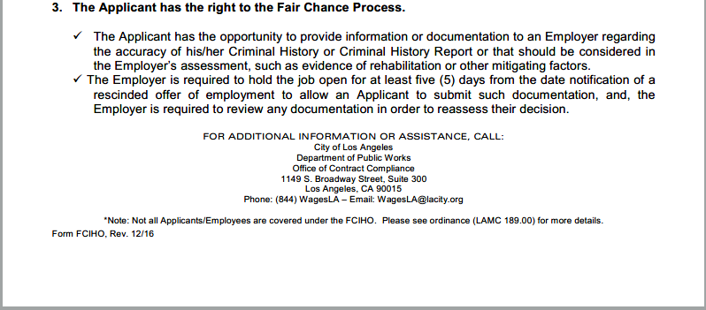 Los Angeles Fair Chance Initiative Ordinance