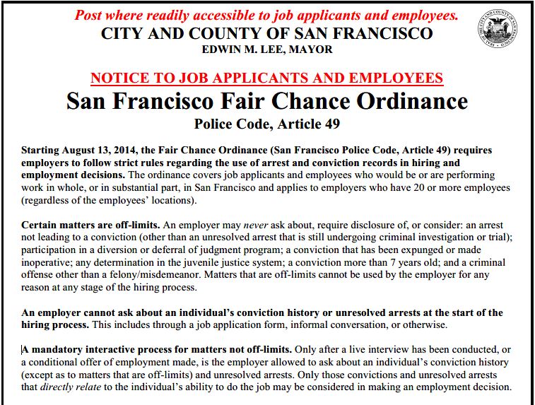 San Francisco Fair Chance Ordinance