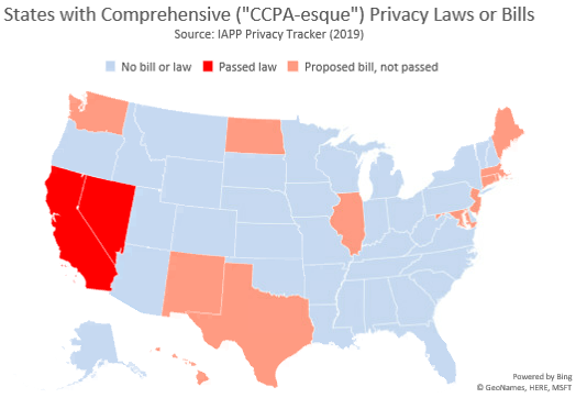 Figure 1: States with Comprehensive Privacy Laws and Bills 