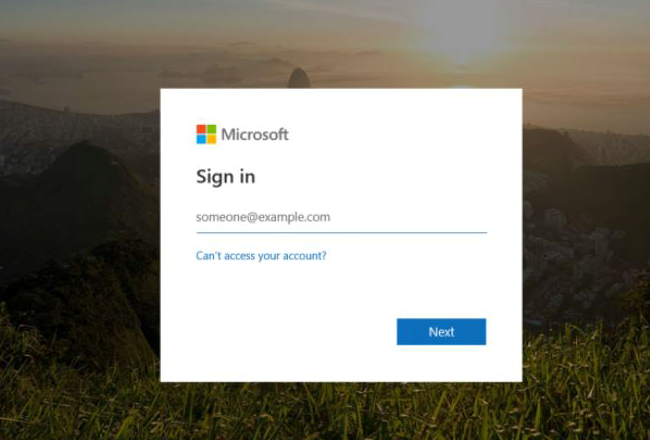 screenshot of Microsoft sign-in form