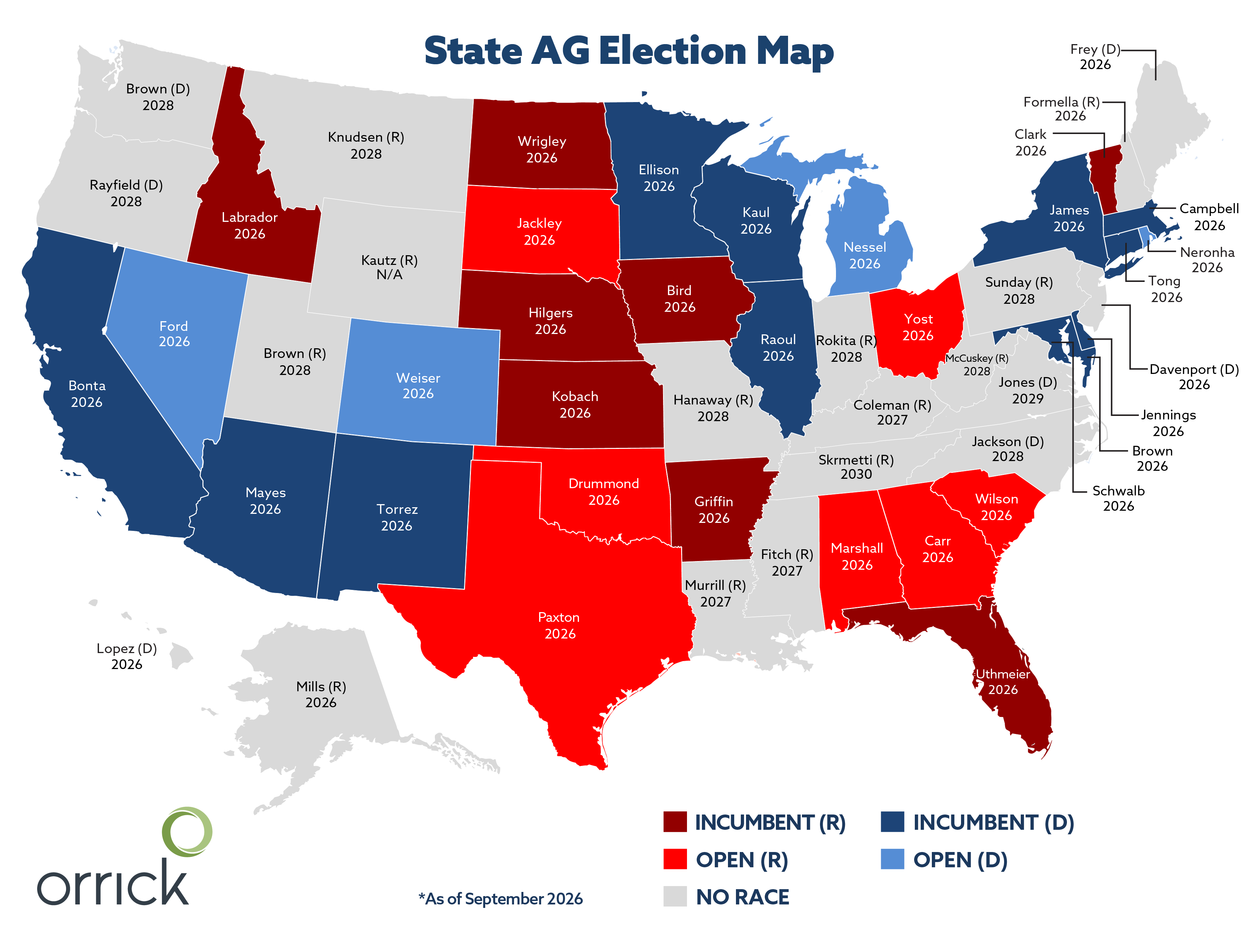 State AG Election Map 2026 | Orrick