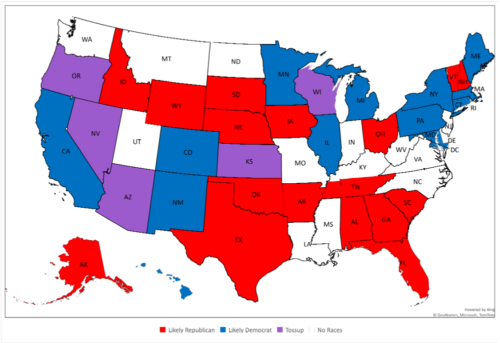 midterm general election updates map of the united states